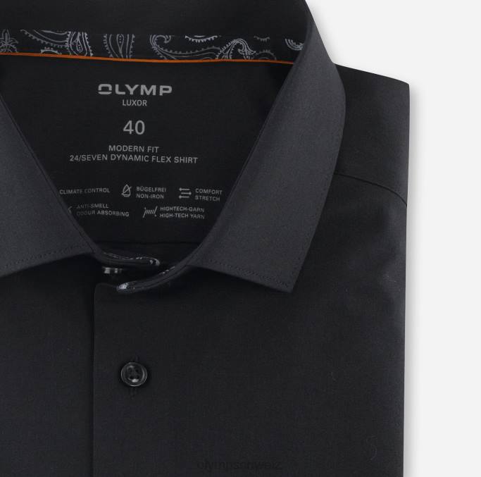 OLYMP Luxor 24/Seven Modern Fit, Businesshemd, Modern Kent, Schwarz LBD81329 Kleidung
