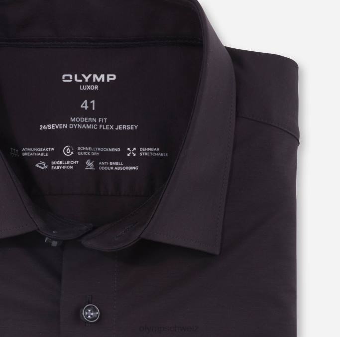 OLYMP Luxor 24/Seven Modern Fit, Businesshemd, New Kent, Schwarz LBD8979 Kleidung