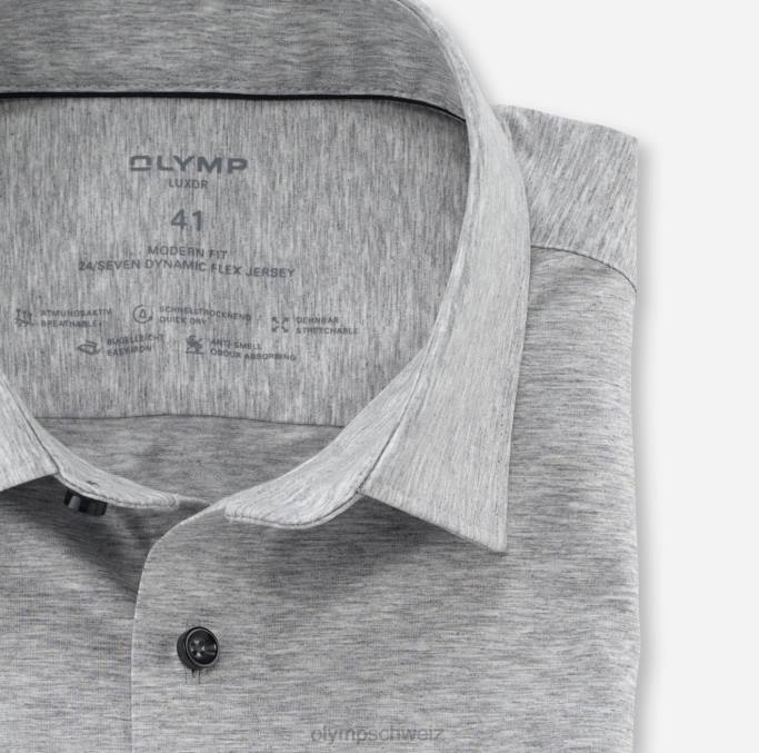 OLYMP Luxor 24/Seven Modern Fit, Businesshemd, New Kent, Silbergrau LBD8986 Kleidung