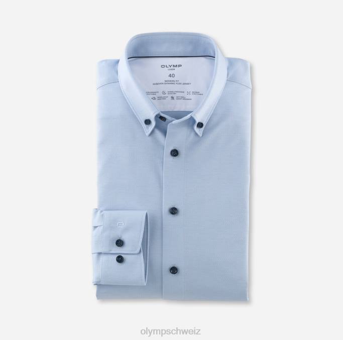 OLYMP Luxor 24/seven Modern Fit, Businesshemd, Button-Down, Blau LBD81327 Kleidung