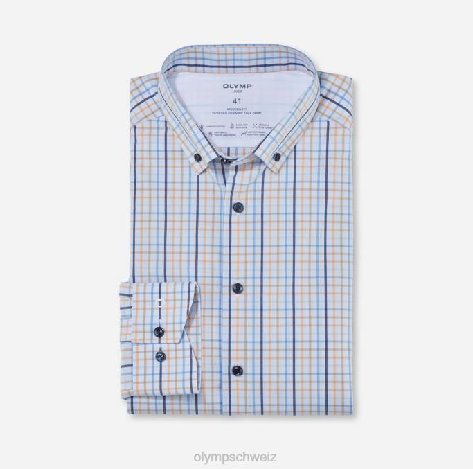 OLYMP Luxor 24/seven Modern Fit, Businesshemd, Button-Down, Mandarine LBD81167 Kleidung