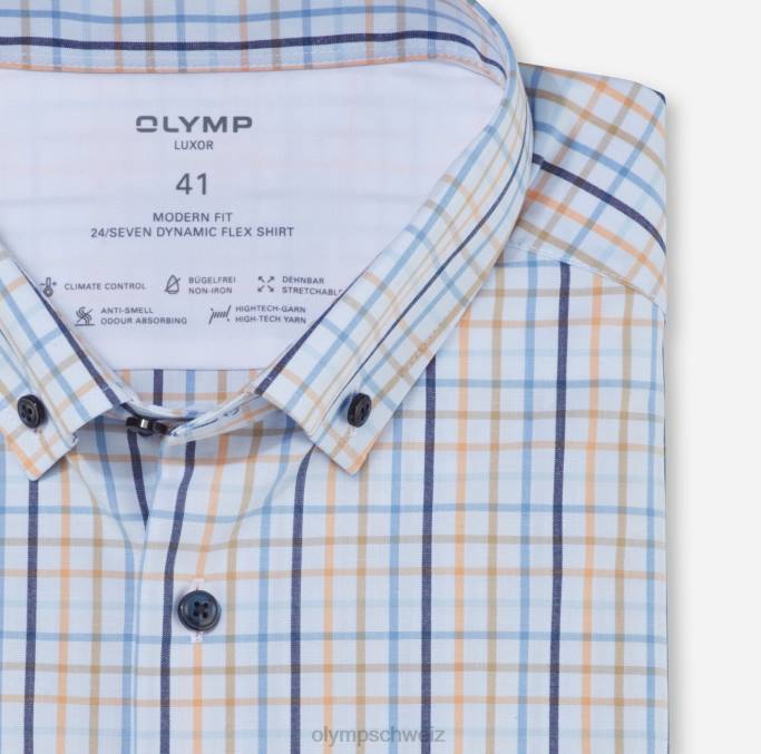 OLYMP Luxor 24/seven Modern Fit, Businesshemd, Button-Down, Mandarine LBD81167 Kleidung