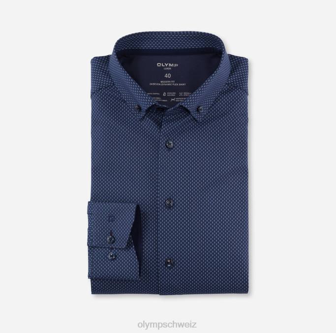 OLYMP Luxor 24/seven Modern Fit, Businesshemd, Button-Down, Marine LBD81013 Kleidung