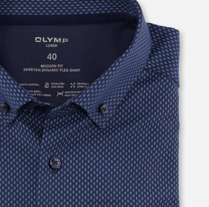 OLYMP Luxor 24/seven Modern Fit, Businesshemd, Button-Down, Marine LBD81013 Kleidung