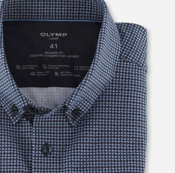 OLYMP Luxor 24/seven Modern Fit, Businesshemd, Button-Down, Marine LBD81077 Kleidung