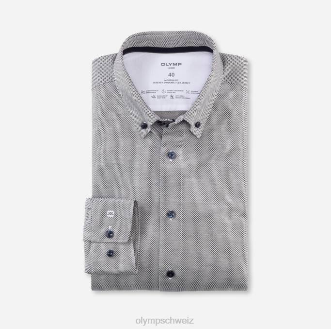 OLYMP Luxor 24/seven Modern Fit, Businesshemd, Button-Down, Oliv LBD81027 Kleidung