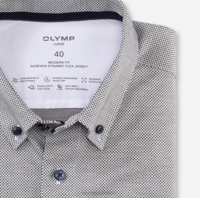 OLYMP Luxor 24/seven Modern Fit, Businesshemd, Button-Down, Oliv LBD81027 Kleidung