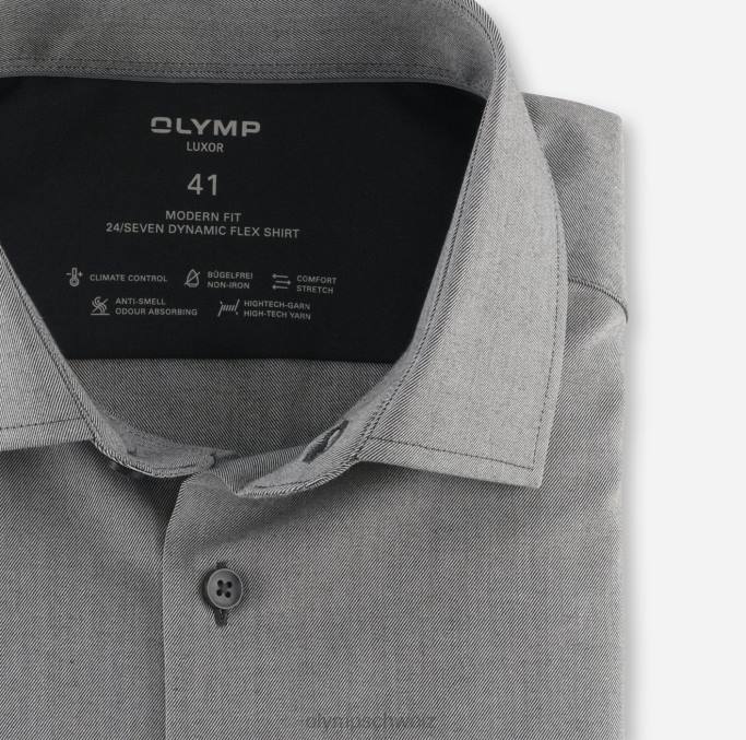 OLYMP Luxor 24/seven Modern Fit, Businesshemd, Global Kent, Anthrazit LBD81182 Kleidung