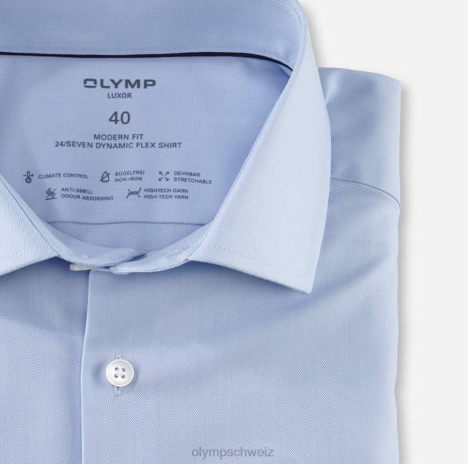 OLYMP Luxor 24/seven Modern Fit, Businesshemd, Global Kent, Blau LBD81047 Kleidung