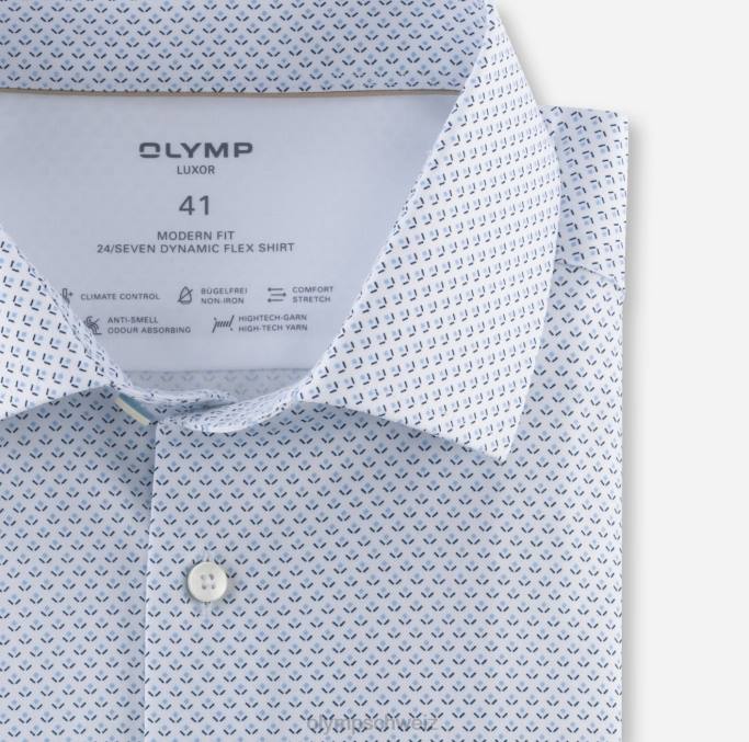 OLYMP Luxor 24/seven Modern Fit, Businesshemd, Global Kent, Blau LBD81138 Kleidung