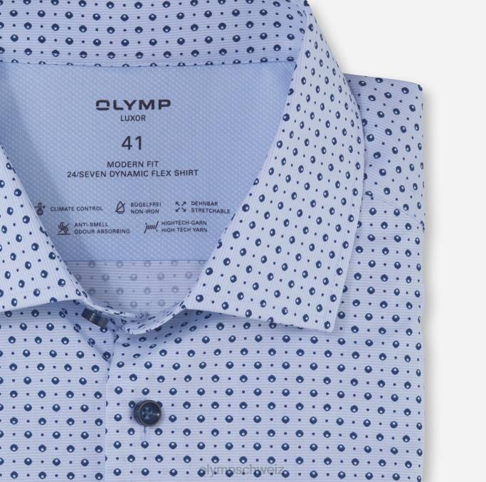OLYMP Luxor 24/seven Modern Fit, Businesshemd, Global Kent, Blau LBD81141 Kleidung