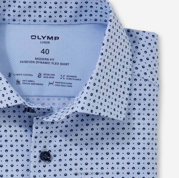 OLYMP Luxor 24/seven Modern Fit, Businesshemd, Global Kent, Blau LBD81168 Kleidung