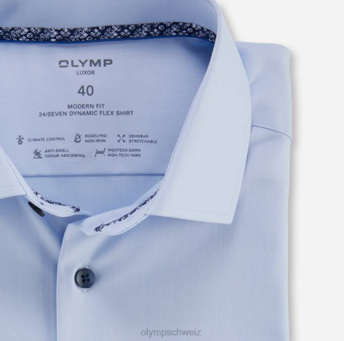 OLYMP Luxor 24/seven Modern Fit, Businesshemd, Global Kent, Blau LBD81300 Kleidung