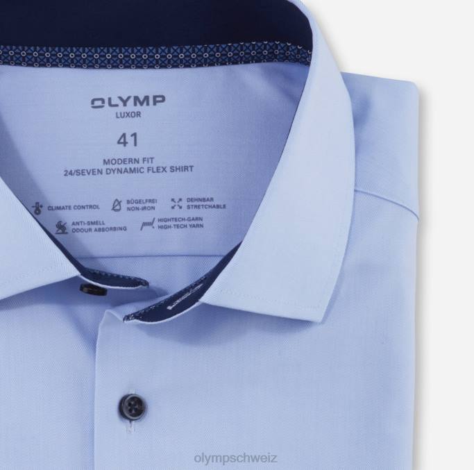 OLYMP Luxor 24/seven Modern Fit, Businesshemd, Global Kent, Blau LBD81322 Kleidung