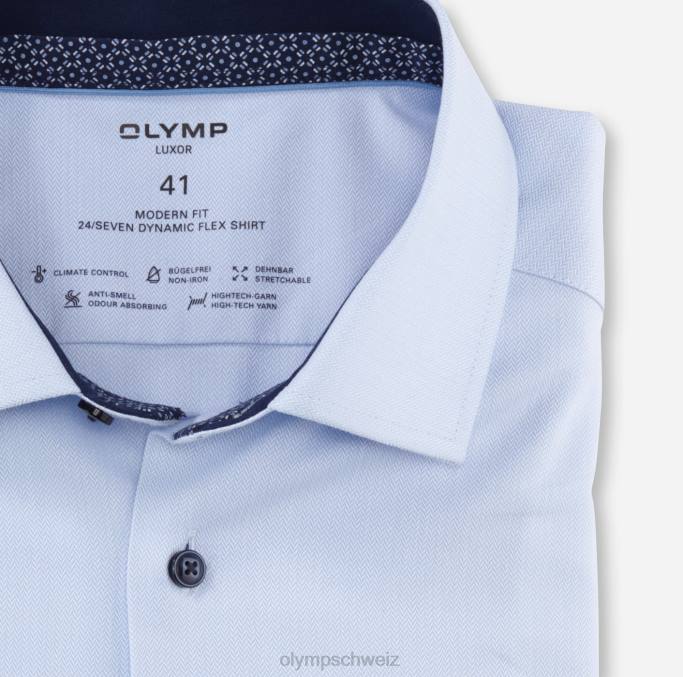 OLYMP Luxor 24/seven Modern Fit, Businesshemd, Global Kent, Blau LBD8978 Kleidung