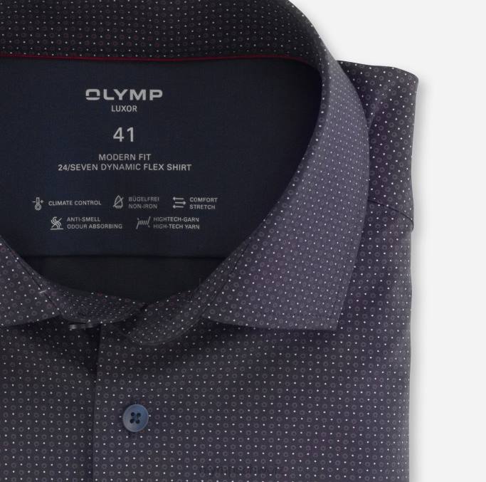 OLYMP Luxor 24/seven Modern Fit, Businesshemd, Global Kent, Granat LBD81348 Kleidung
