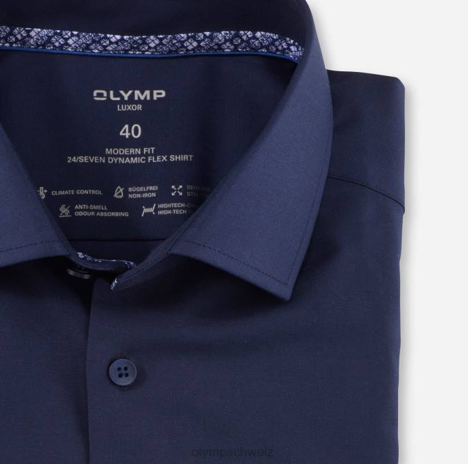 OLYMP Luxor 24/seven Modern Fit, Businesshemd, Global Kent, Marine LBD81080 Kleidung