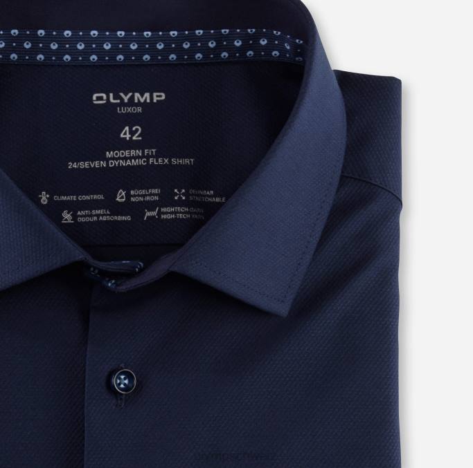 OLYMP Luxor 24/seven Modern Fit, Businesshemd, Global Kent, Marine LBD81139 Kleidung