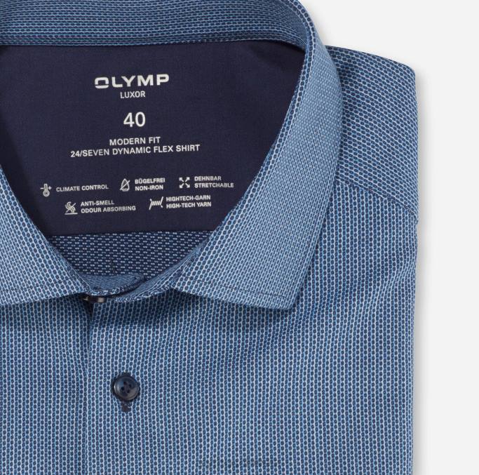 OLYMP Luxor 24/seven Modern Fit, Businesshemd, Global Kent, Marine LBD81229 Kleidung