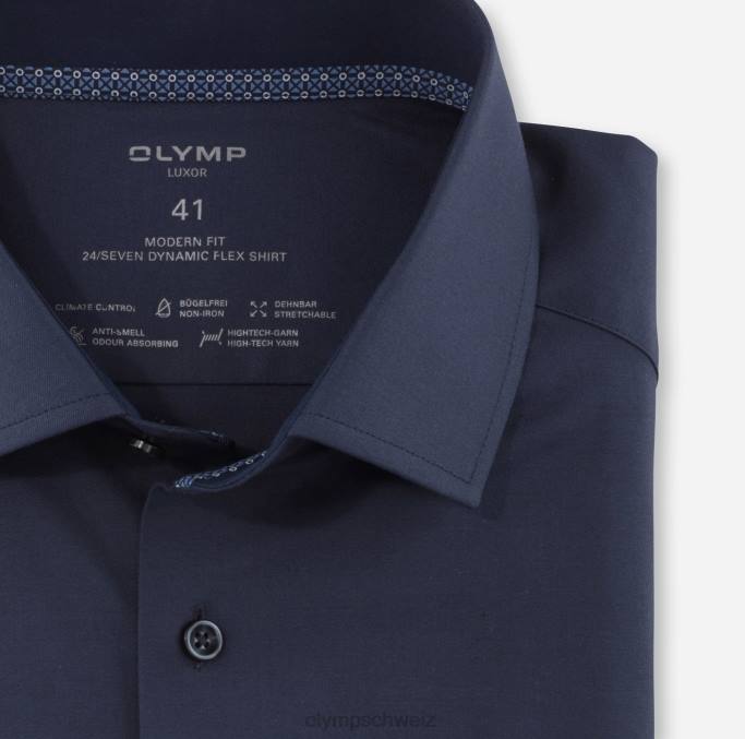 OLYMP Luxor 24/seven Modern Fit, Businesshemd, Global Kent, Marine LBD81277 Kleidung