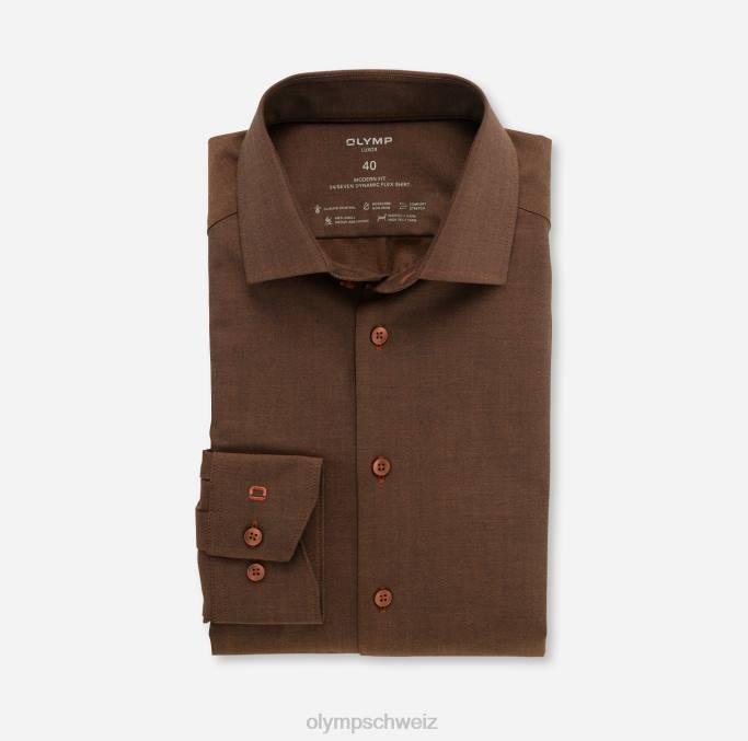 OLYMP Luxor 24/seven Modern Fit, Businesshemd, Global Kent, Rot-Orange LBD81353 Kleidung