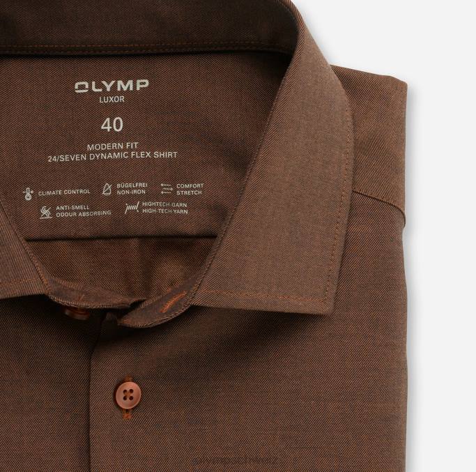 OLYMP Luxor 24/seven Modern Fit, Businesshemd, Global Kent, Rot-Orange LBD81353 Kleidung