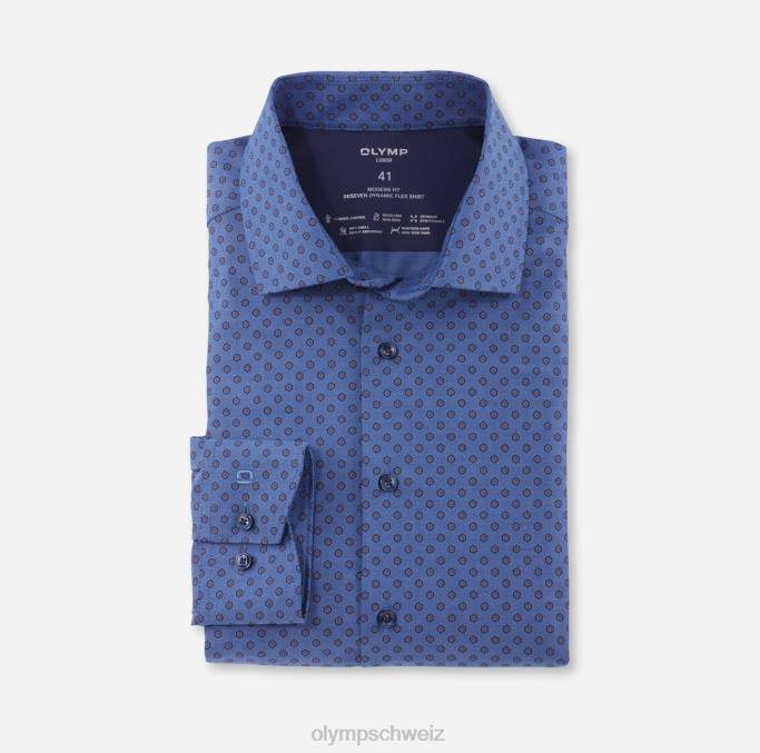 OLYMP Luxor 24/seven Modern Fit, Businesshemd, Global Kent, Rotbraun LBD81074 Kleidung