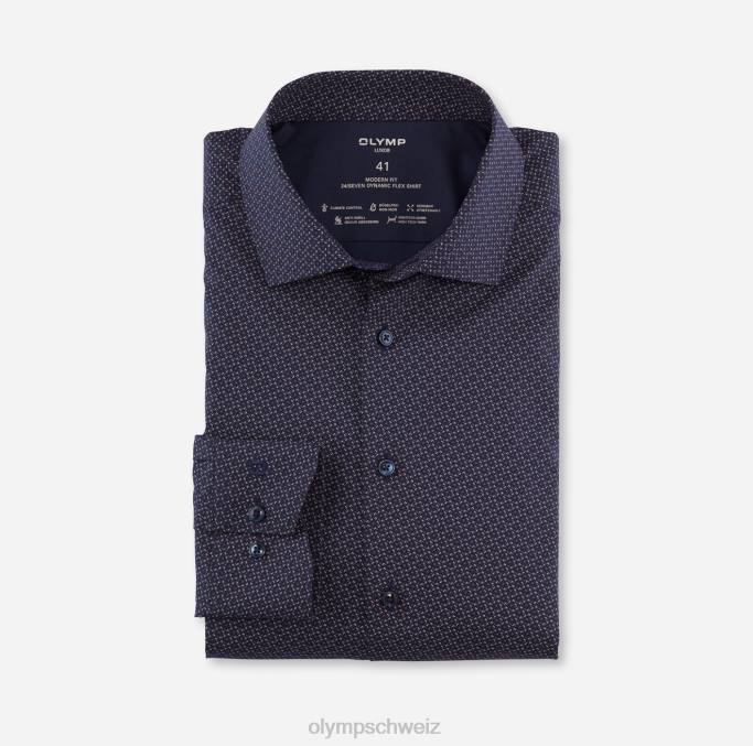 OLYMP Luxor 24/seven Modern Fit, Businesshemd, Global Kent, Rotbraun LBD8998 Kleidung