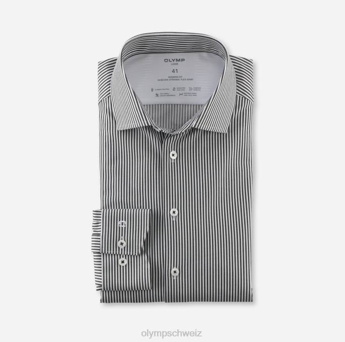 OLYMP Luxor 24/seven Modern Fit, Businesshemd, Global Kent, Schwarz LBD8921 Kleidung