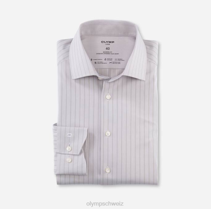 OLYMP Luxor 24/seven Modern Fit, Businesshemd, Global Kent, Taupe LBD81032 Kleidung