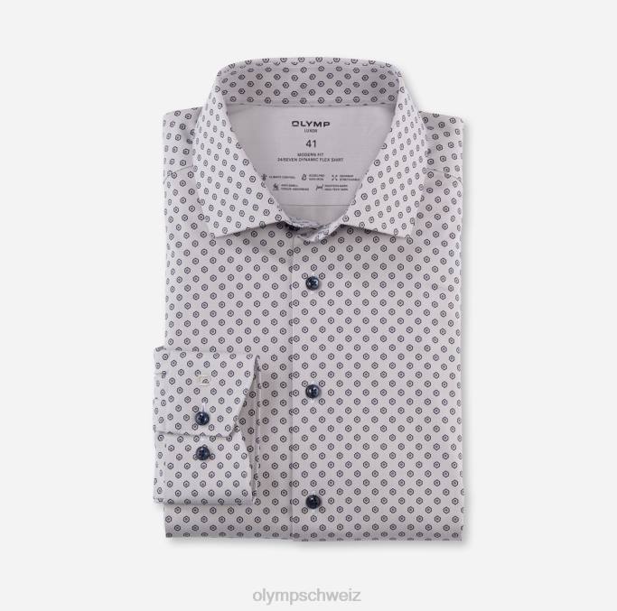 OLYMP Luxor 24/seven Modern Fit, Businesshemd, Global Kent, Taupe LBD81076 Kleidung