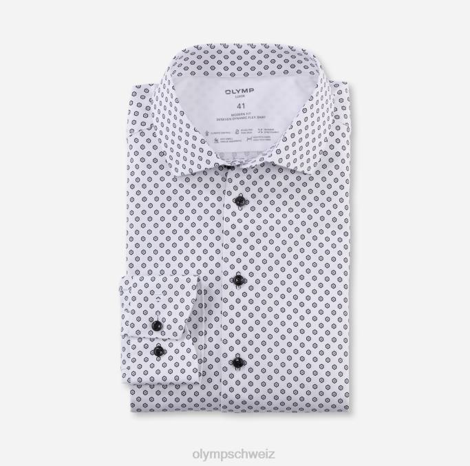 OLYMP Luxor 24/seven Modern Fit, Businesshemd, Global Kent, Weiß LBD81060 Kleidung