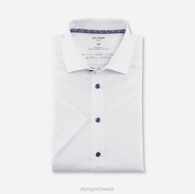 OLYMP Luxor 24/seven Modern Fit, Businesshemd, Global Kent, Weiß LBD81068 Kleidung