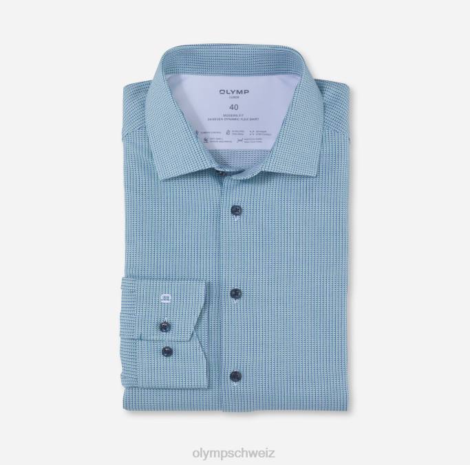 OLYMP Luxor 24/seven Modern Fit, Businesshemd, Global Kent, hellgrün LBD81116 Kleidung