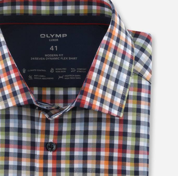 OLYMP Luxor 24/seven Modern Fit, Businesshemd, Global Kent, rot LBD8919 Kleidung
