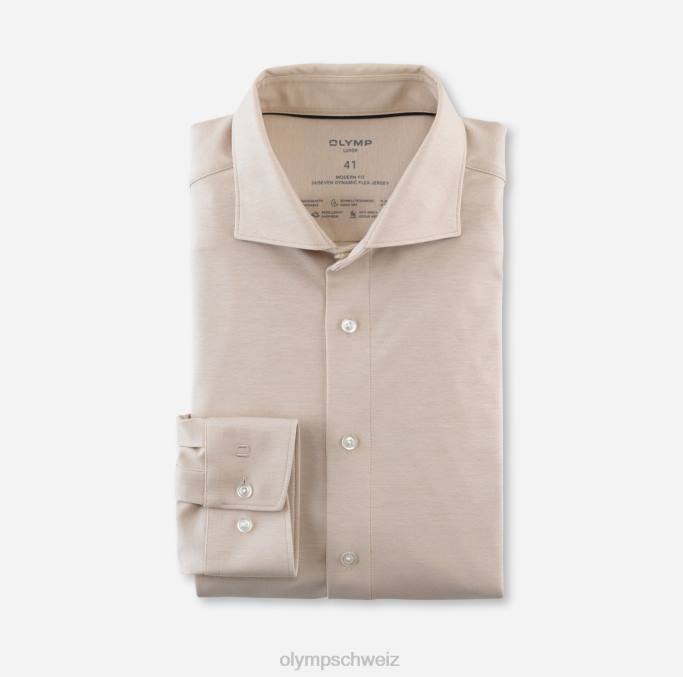 OLYMP Luxor 24/seven Modern Fit, Businesshemd, Kent, Beige LBD81344 Kleidung