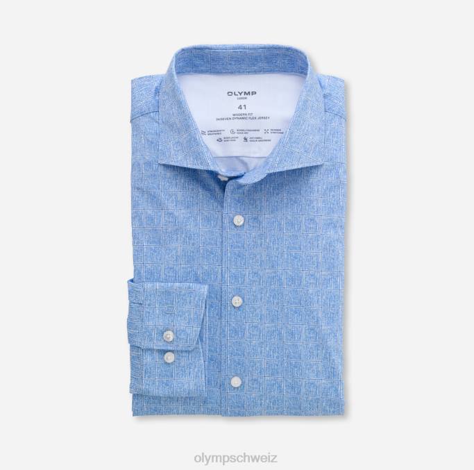 OLYMP Luxor 24/seven Modern Fit, Businesshemd, Kent, Blau LBD81347 Kleidung