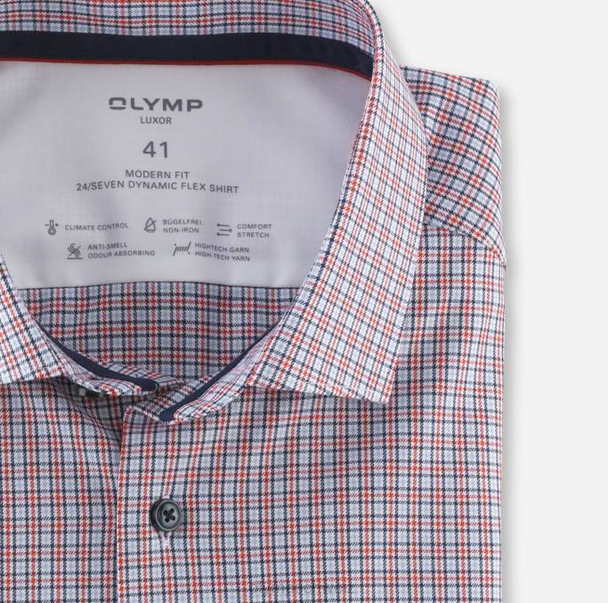 OLYMP Luxor 24/seven Modern Fit, Businesshemd, Modern Kent, Rot LBD81203 Kleidung