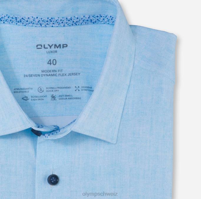 OLYMP Luxor 24/seven Modern Fit, Businesshemd, New Kent, Aqua LBD81147 Kleidung