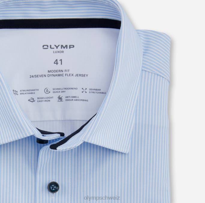 OLYMP Luxor 24/seven Modern Fit, Businesshemd, New Kent, Blau LBD8997 Kleidung