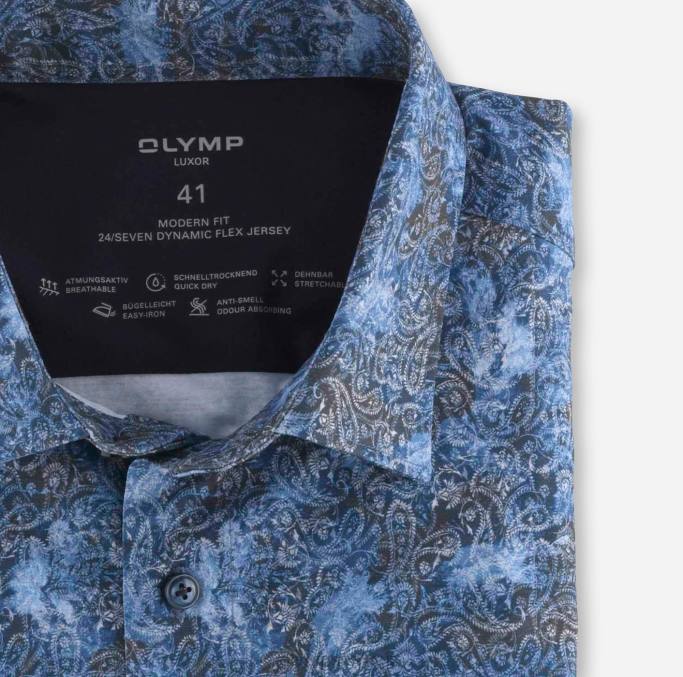 OLYMP Luxor 24/seven Modern Fit, Businesshemd, New Kent, Marine LBD81303 Kleidung