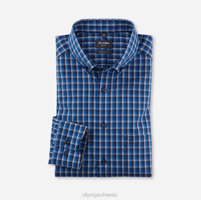 OLYMP Luxor Modern Fit, Businesshemd, Button-Down, Royal LBD81054 Kleidung