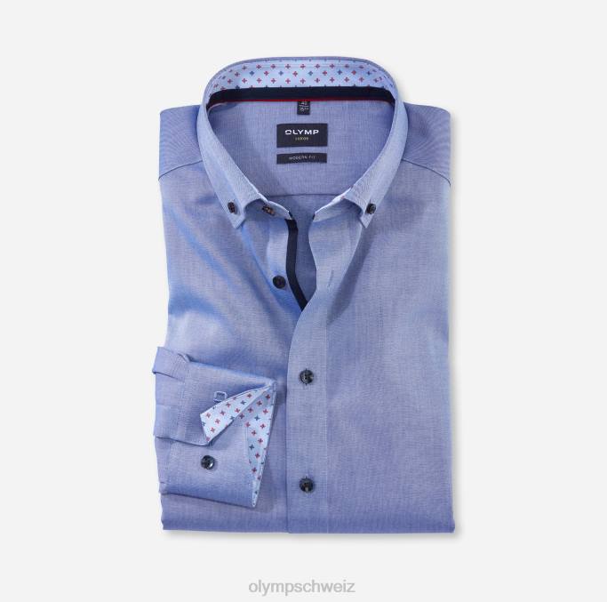 OLYMP Luxor Modern Fit, Businesshemd, Button-Down, rauchblau LBD81309 Kleidung