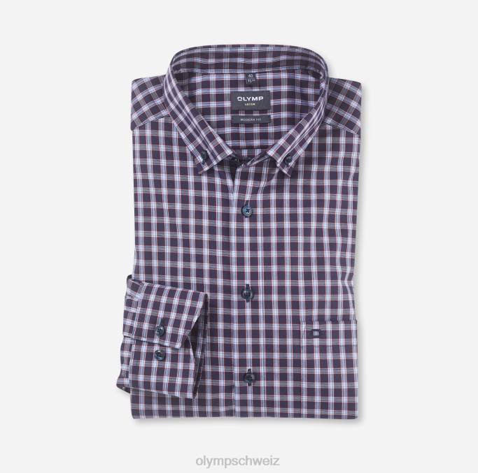 OLYMP Luxor Modern Fit, Businesshemd, Button-Down, rot LBD81254 Kleidung