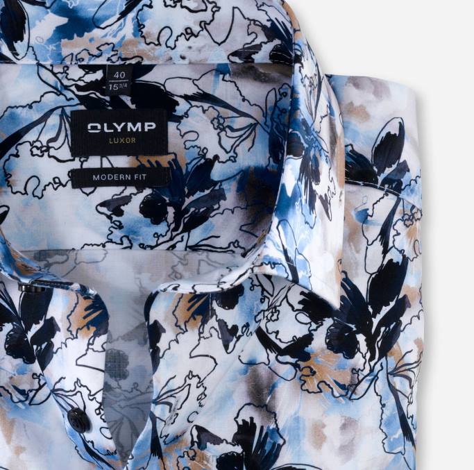 OLYMP Luxor Modern Fit, Businesshemd, Global Kent, Blau LBD81334 Kleidung