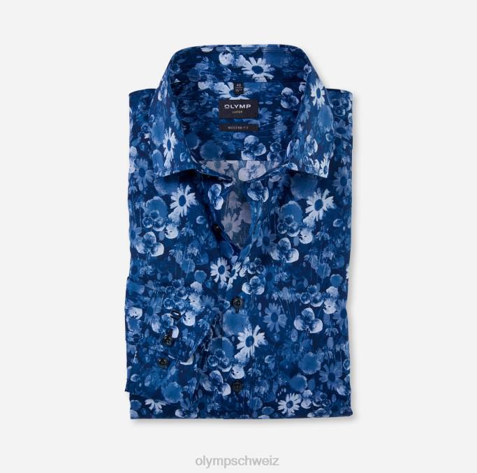 OLYMP Luxor Modern Fit, Businesshemd, Global Kent, Marine LBD81145 Kleidung