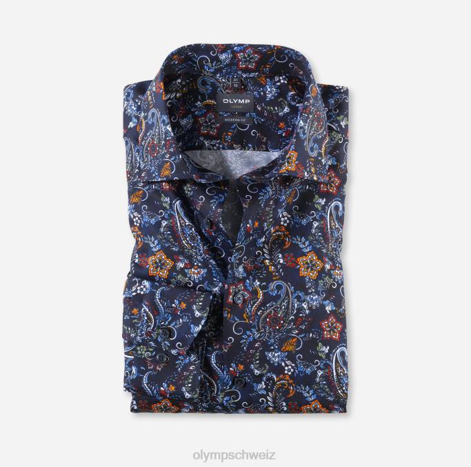 OLYMP Luxor Modern Fit, Businesshemd, Global Kent, Marine LBD81214 Kleidung