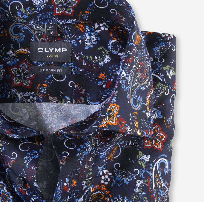 OLYMP Luxor Modern Fit, Businesshemd, Global Kent, Marine LBD81214 Kleidung