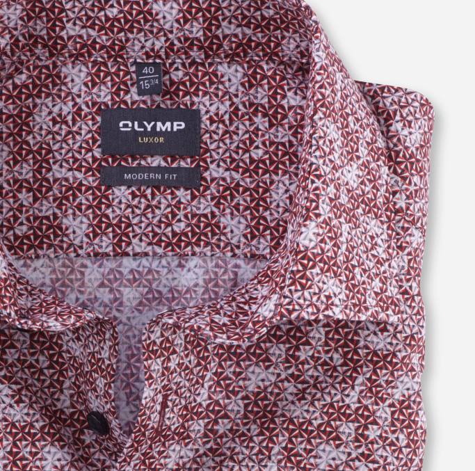 OLYMP Luxor Modern Fit, Businesshemd, Global Kent, Rot LBD81007 Kleidung