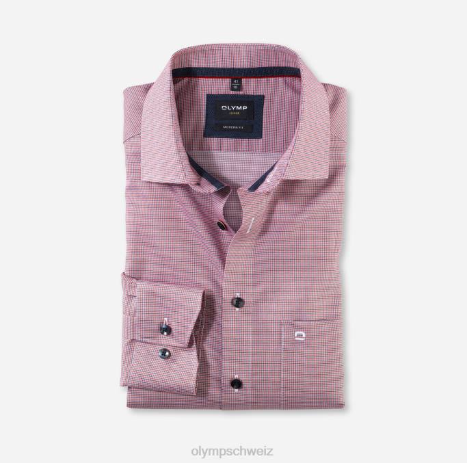 OLYMP Luxor Modern Fit, Businesshemd, Global Kent, Rot LBD81175 Kleidung